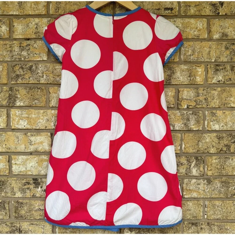 size 9-10 Yrs Mini Boden Polka Dot Kids Dress With Pockets Red & White Short Sle